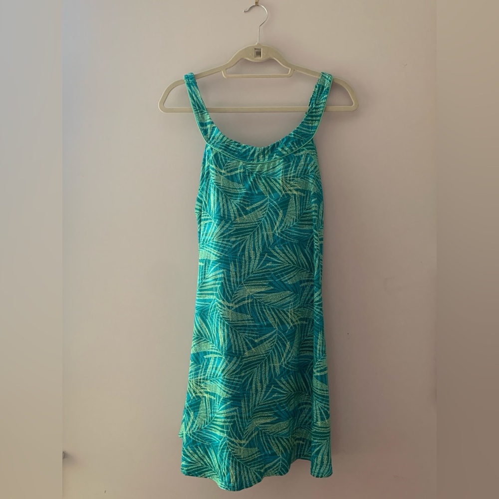Lands' End Teal & Aqua Printed Tank Dress
